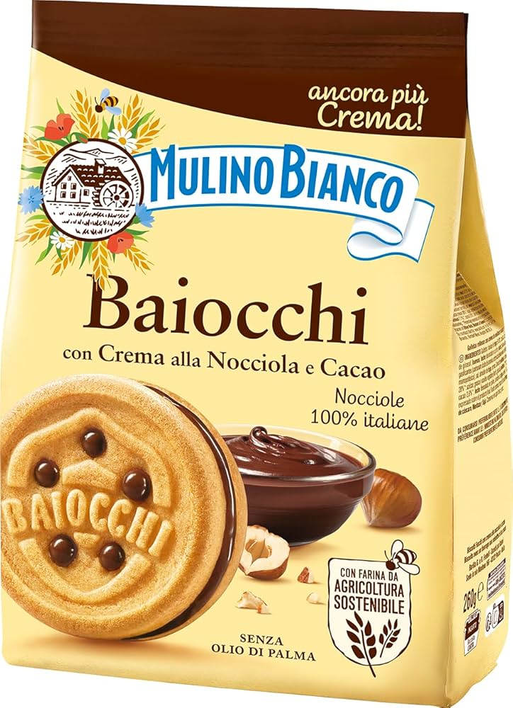 Mulino Bianco Baiocchi Biscotti con Crem a alla Nocciola Gr.260
