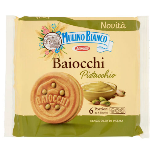 Mulino Bianco Baiocchi Biscotti con Crem a al Pistacchio Gr. 168