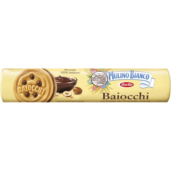 Mulino Bianco Baiocchi Biscotti con Crem a alla Nocciola Tubo Gr. 168