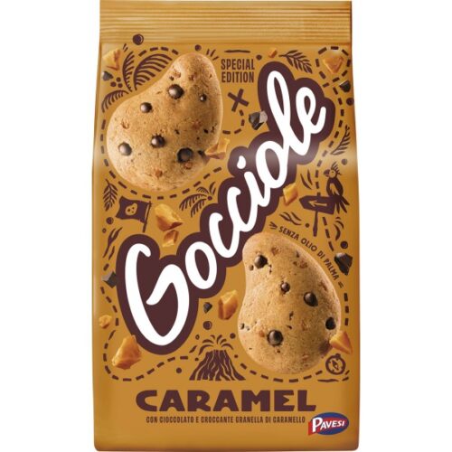 Pavesi Gocciole Caramel Biscotti con Gocce di Cioccolato e Caramello Gr.300
