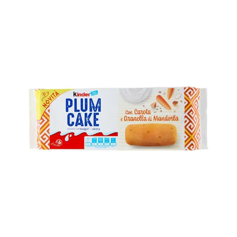 Kinder Plum cake yogurt alla greca con carota e granella di mandorle