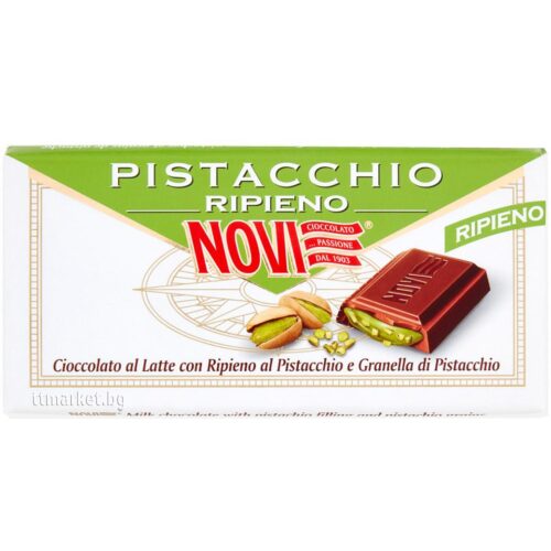 Novi Cioccolato a Latte Ripieno al Pistacchio e Granelle Gr105