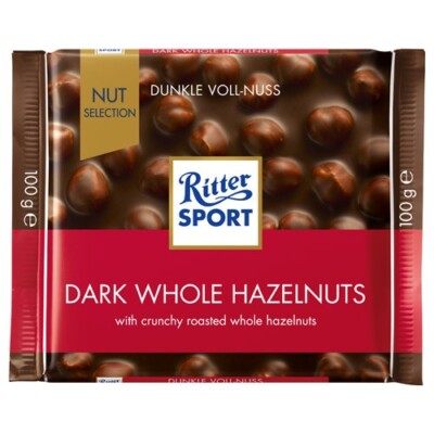 Ritter Sport Chocolate 100g – Dark Whole Hazelnuts